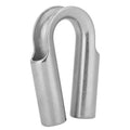 Stainless steel tubular chicken heart ring sleeve ring in round form on a white background.