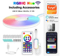 3 metre long USB RGB neon light strip with remote control on a white background.