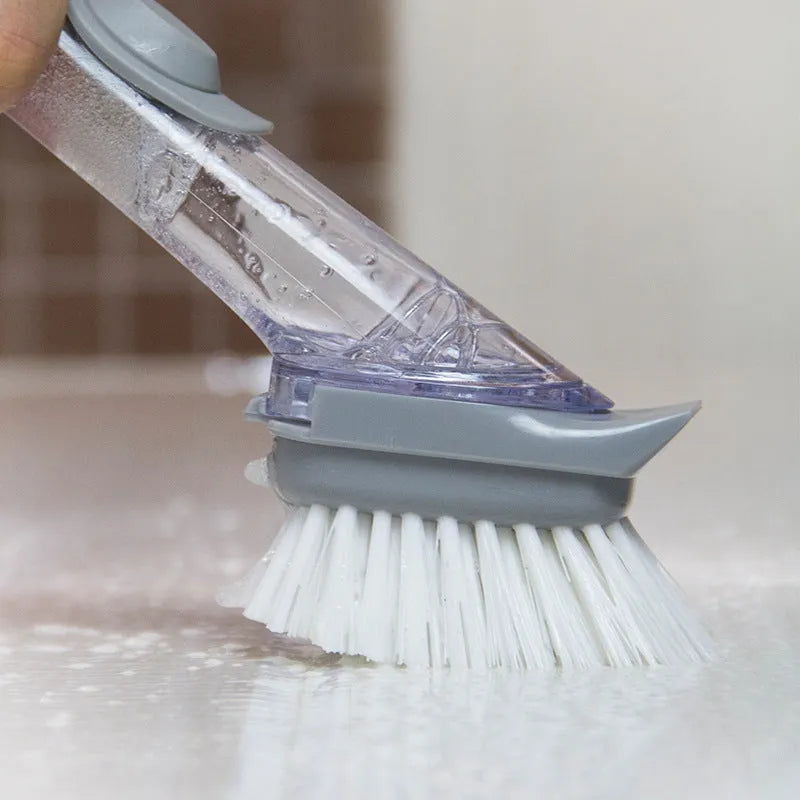 2 in 1 long handle cleaning brush with removable head and sponge for kitchen dishes
