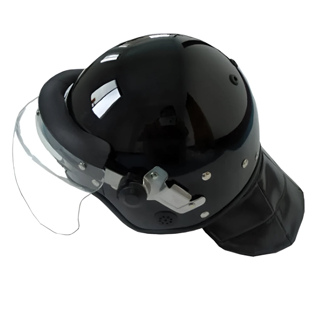 Black polycarbonate special riot helmet for outdoor security use, one size