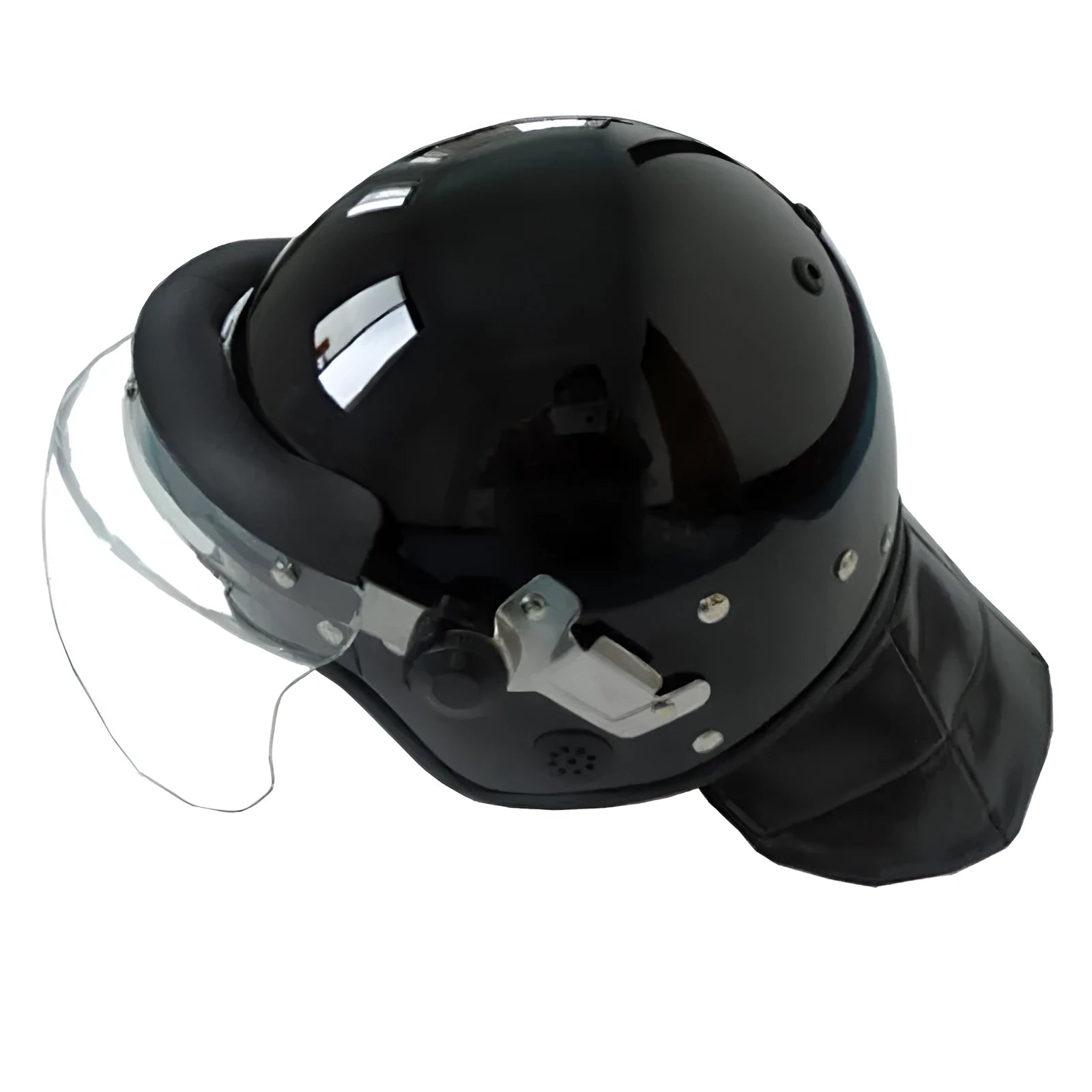 Black polycarbonate special riot helmet for outdoor security use, one size