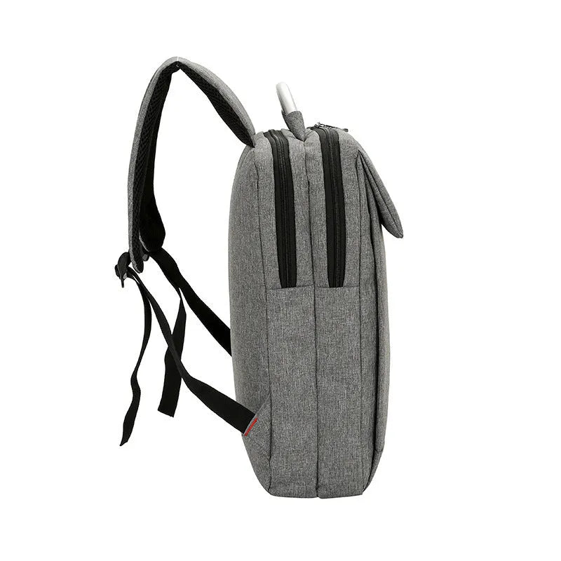 Double shoulder nylon laptop backpack for 15 inch notebook in black colour