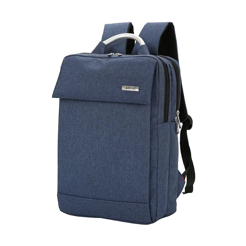 Double shoulder nylon laptop backpack for 15 inch notebook in black colour