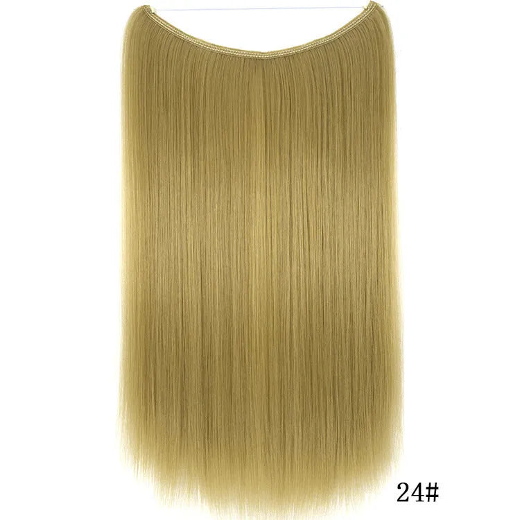 22 inch invisible wire no clips hair extension in silky straight synthetic with matte high temperature silk