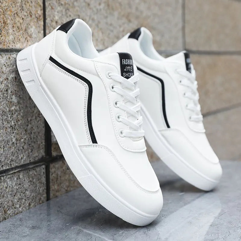 Black and white board shoes with mesh lining and rubber soles for casual wear