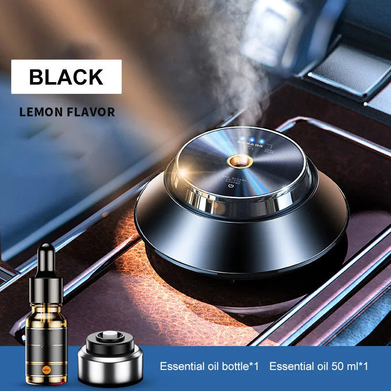 Black metal car aromatherapy air purifier with butterfly design and USB connection