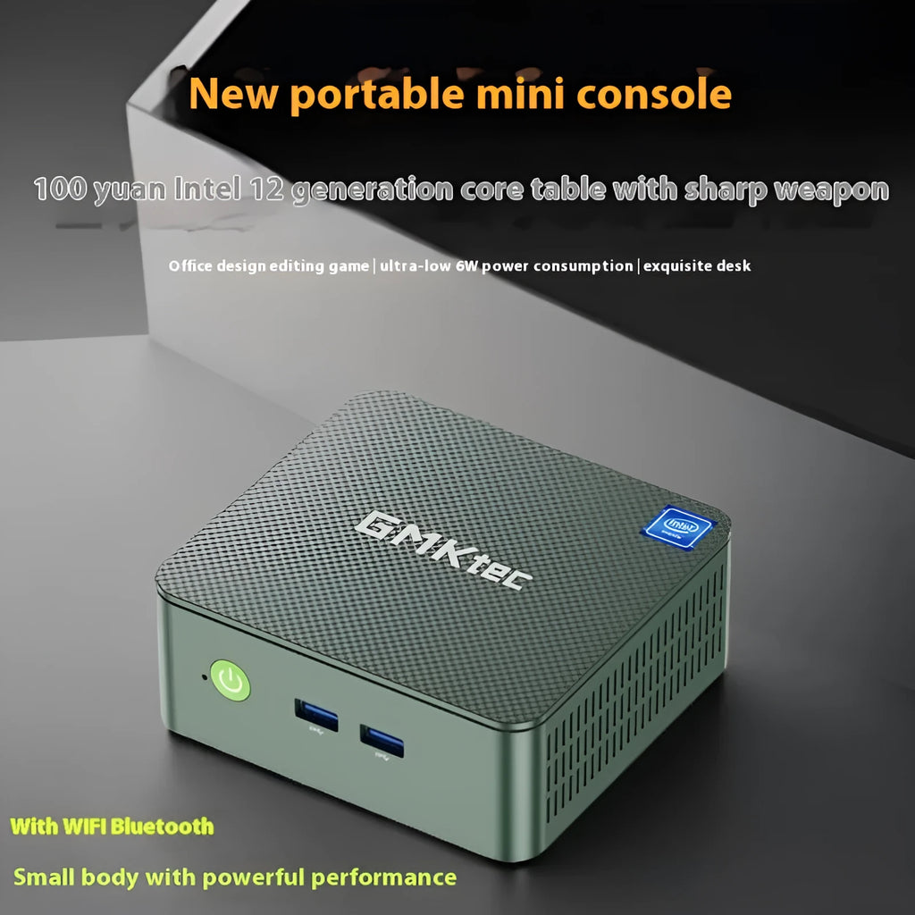 Mini computer host desktop PC with solid state drive and multiple memory options for office and gaming use