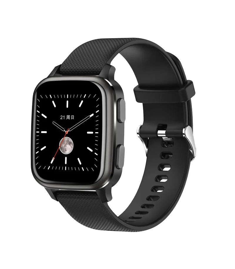 Aluminium alloy smart bracelet watch on wrist showing health stats and call function.