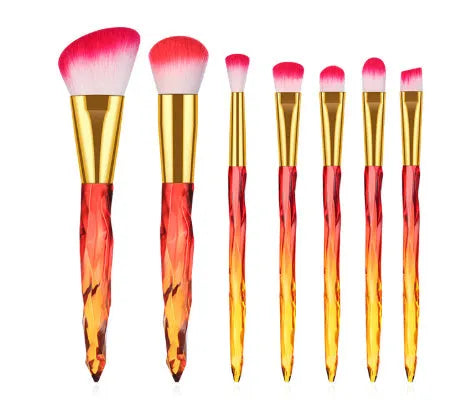10 crystal handle foundation brushes with artificial fibre bristles in colour options