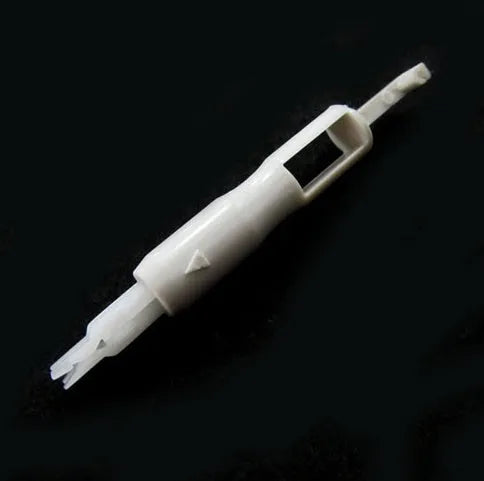 Sewing machine needle threader insertion tool plastic metal 7.2cm length blue colour