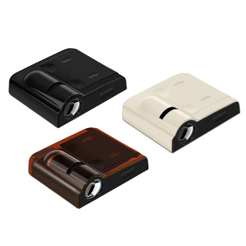 Compact black decorative car projection lamp with ABS plastic shell.