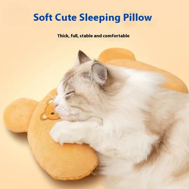 Cat U-shape pillow with wooden frame in Lomi Brown colour on a light background