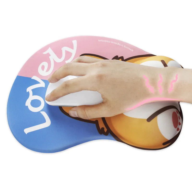 Corgi anime wrist support mouse pad, 295x200x25mm, single-sided rubber, non-slip base, six styles