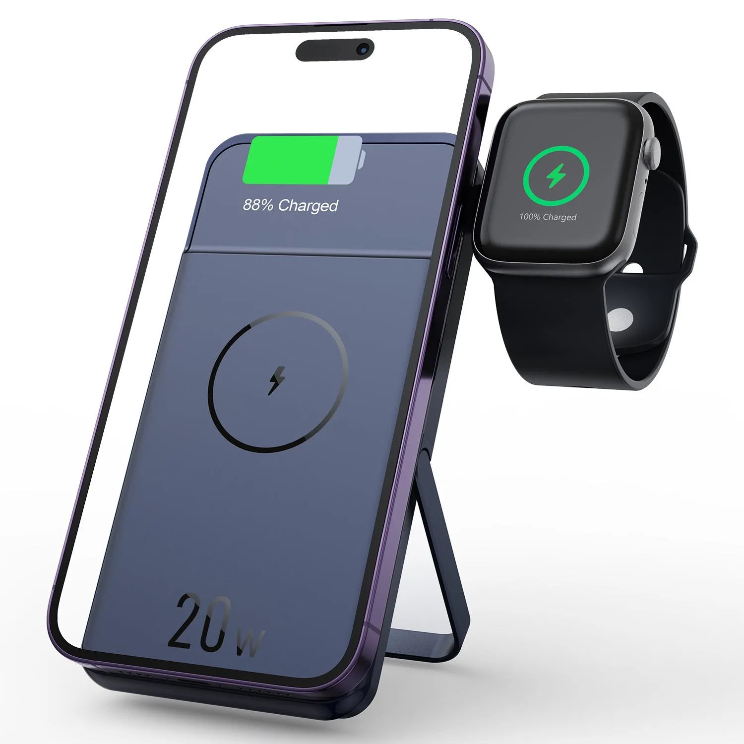 Black magnetic wireless power bank with 10000mAh capacity and industrial design