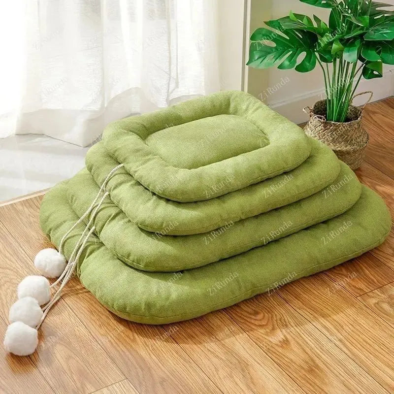 Brown kennel cushion mat with cooling gel pad for small and medium dogs in four sizes