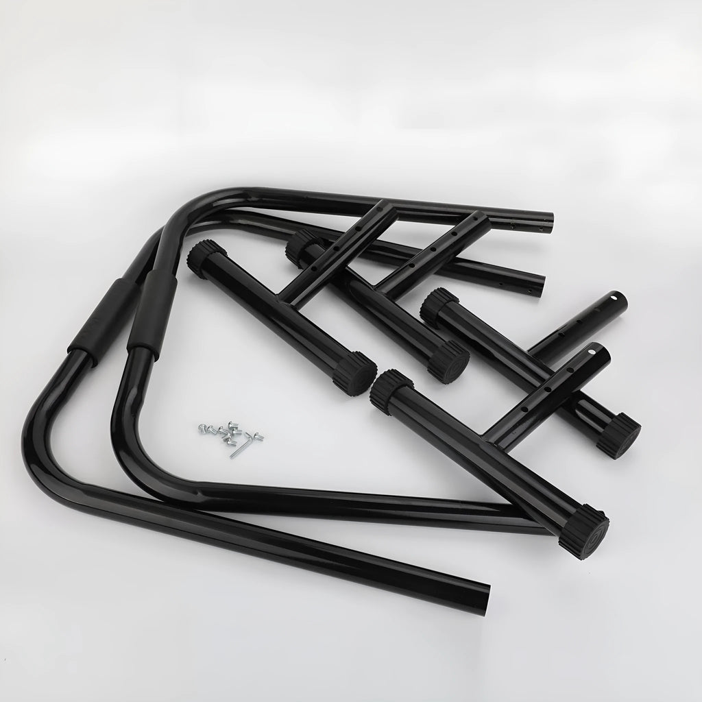 Indoor movable telescopic steel parallel bars for home gym strength training and yoga leg press in black colour