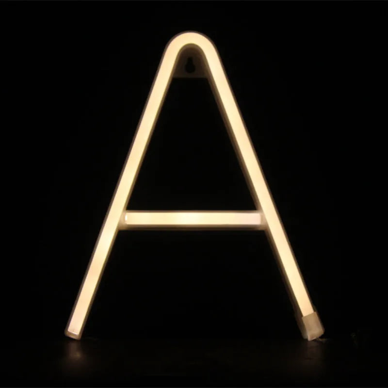 LED alphabet letter light with plastic shell showing single letter illumination as night light