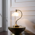 Gold copper and glass bedside table lamp, 23cm diameter and 42cm height, E27 fitting, 40W max