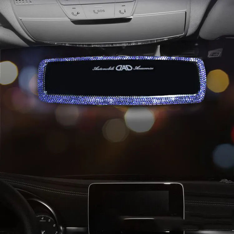 HD plastic diamond rearview mirror decoration in silver diamond piece finish for car interior
