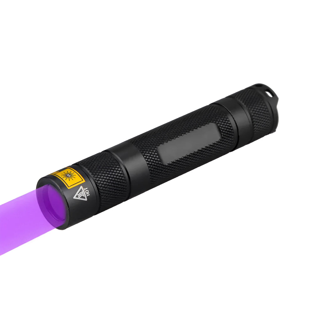 365nm UV fluorescence detection flashlight with aluminium alloy housing and 18650 battery options