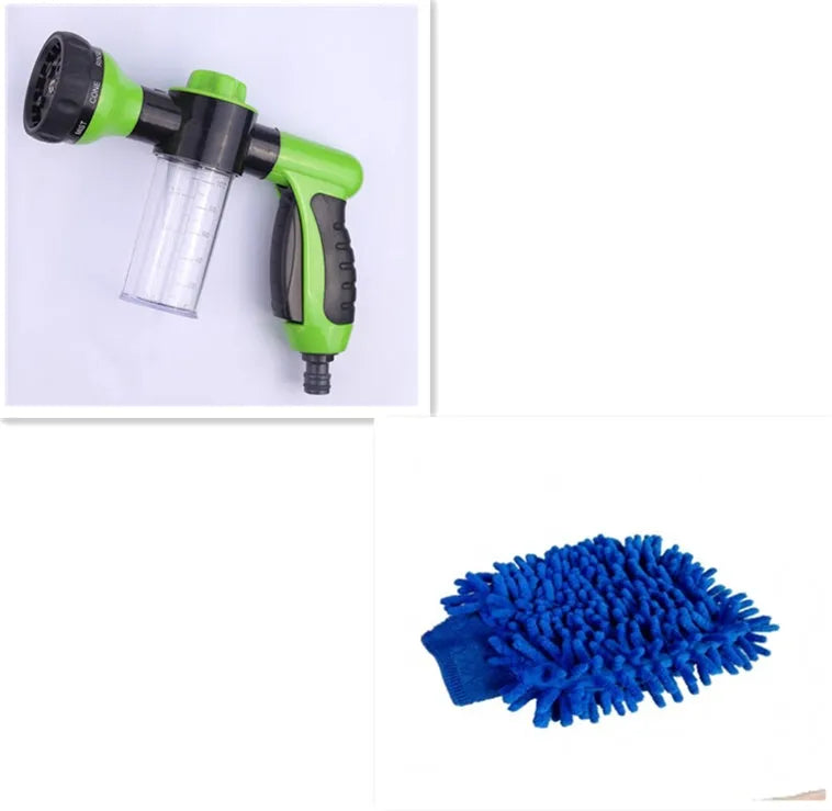 Green high-pressure foam spray gun with adjustable nozzle for car washing and garden use