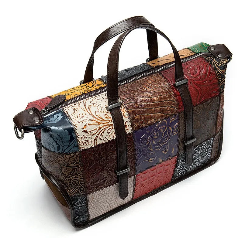 Cowhide women's handbag multi-color leather shoulder tote 36cm