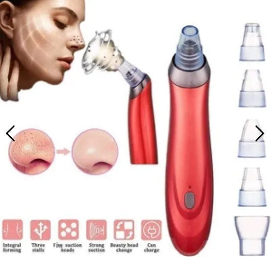 Electric blackhead remover tool with vacuum suction and multiple nozzle attachments