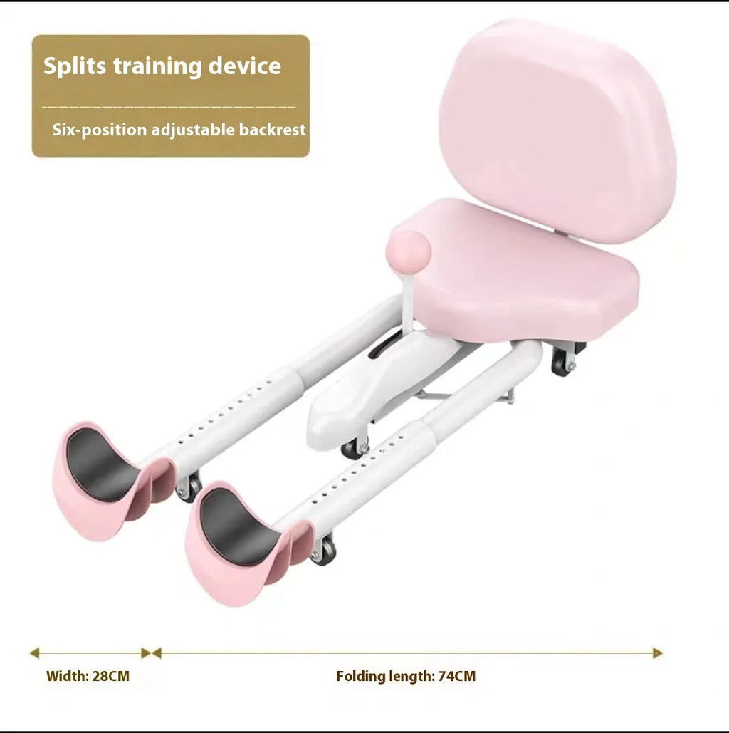 Steel frame leg opener stretching device in pink colour with optional backrest