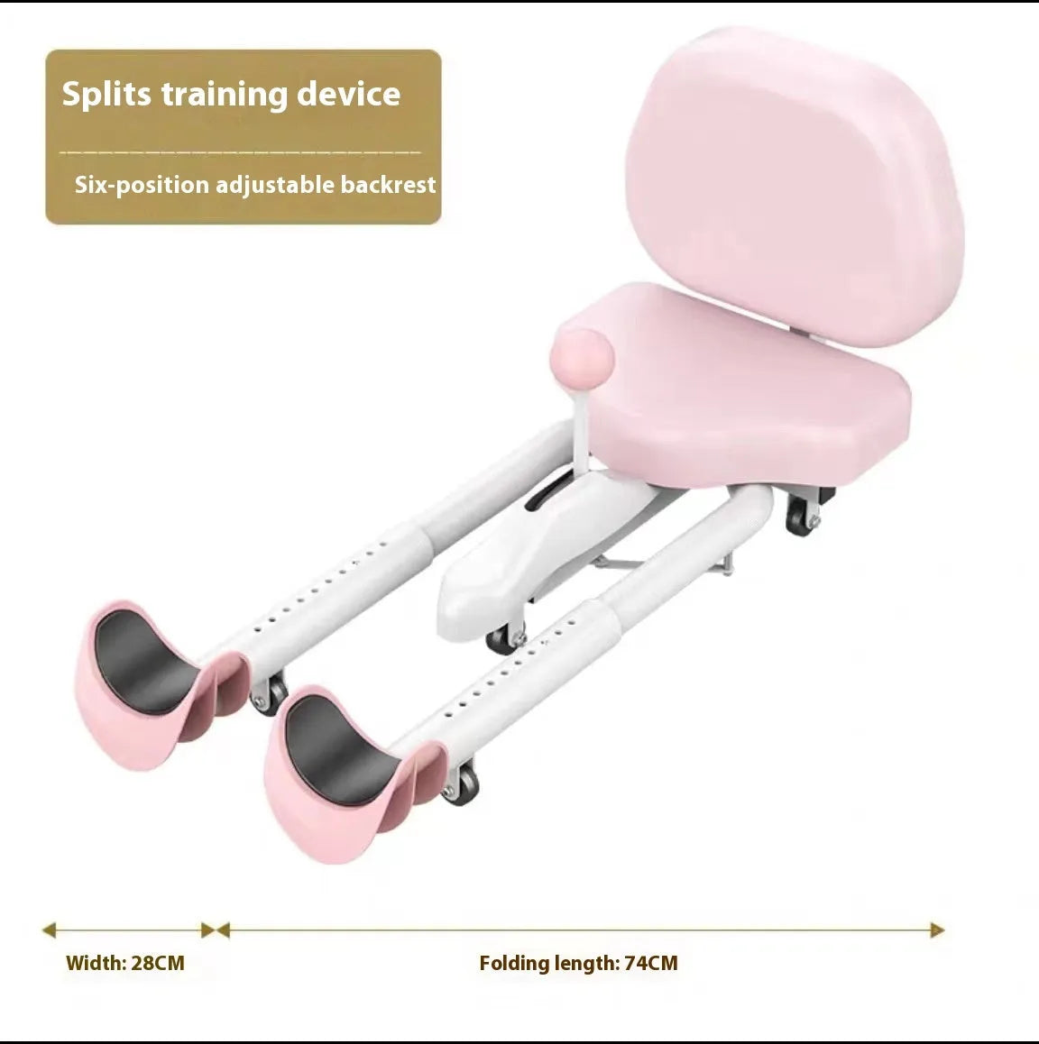 Steel frame leg opener stretching device in pink colour with optional backrest