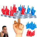 Middle Finger Balance Game with 28 PLA pieces in orange and green, arranged on a base for stacking play