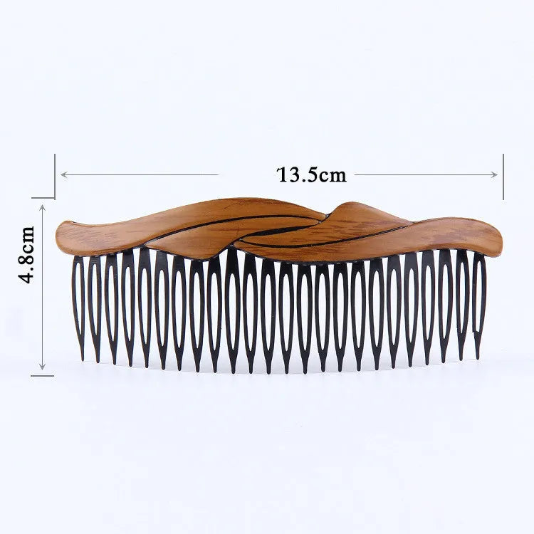 Retro Korean hair comb in plastic and resin, women's wavy styling, 10-piece set with colour options A1 to A10
