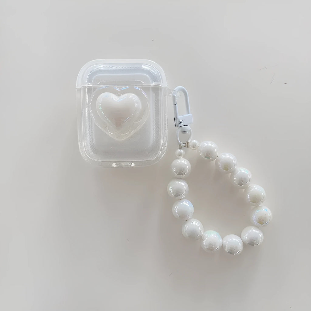 White TPU protective case for Apple AirPods Pro, Pro 2, AirPods 2, and AirPods 3, simple Korean style.