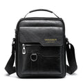 Men's one-shoulder retro messenger bag in PU leather with flap closure, black colour variant