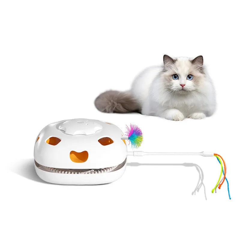 Plastic cat teaser toy for self-play measuring 19.8 by 11.5 by 19.5 cm