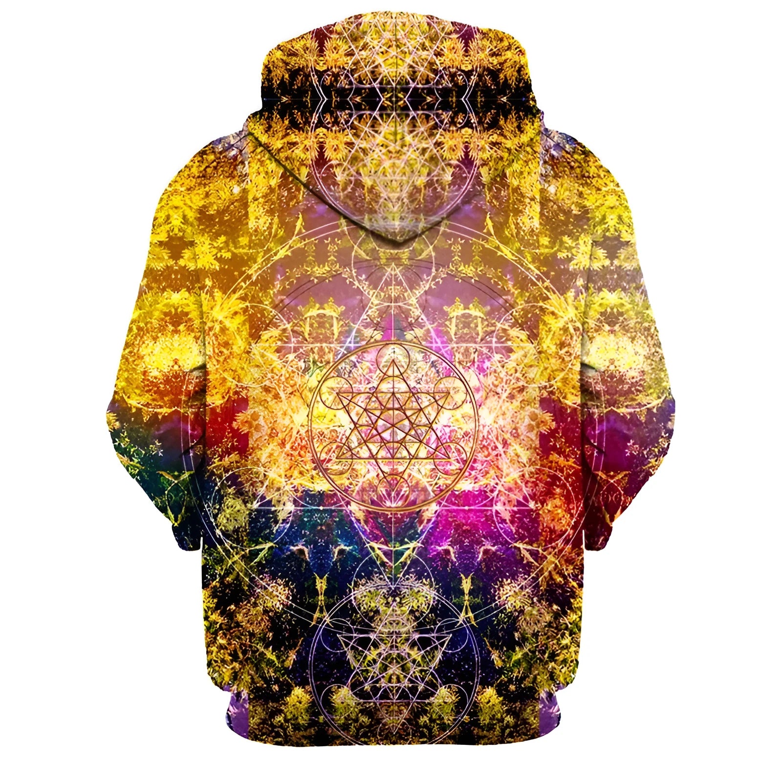 Metatron hoodie with psychedelic pineal gland graphic in polyester, available sizes M to 4XL