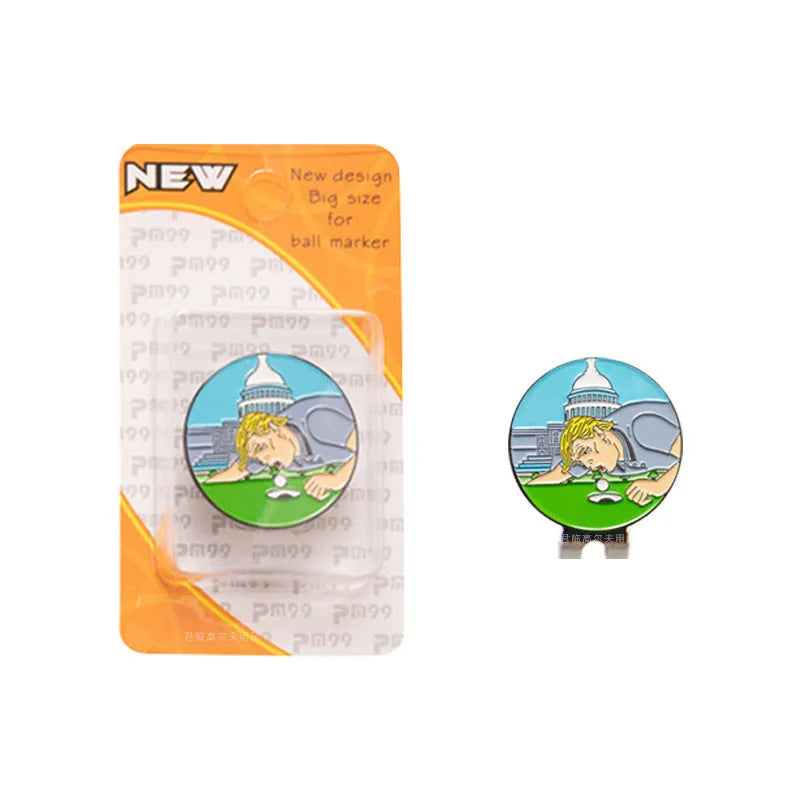 Zinc alloy golf hat clip showing engraved Dragon Year pattern for secure hat attachment
