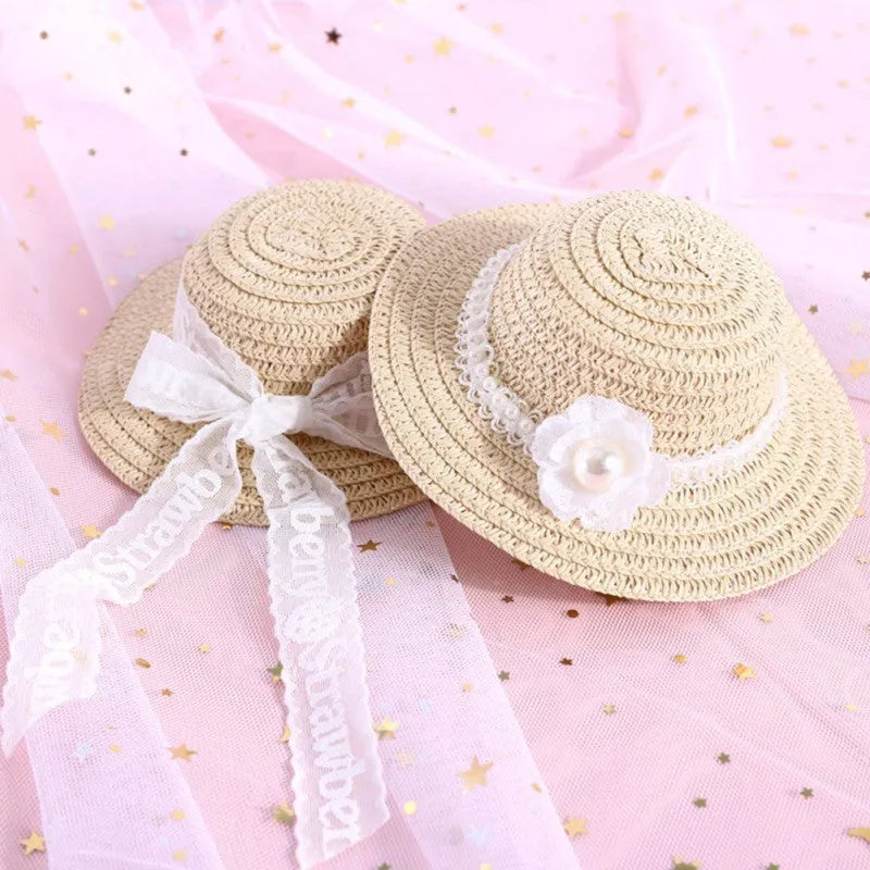 Handmade adjustable paper pet hat for a dog, shown in a cartoon colour with a tied bowknot.