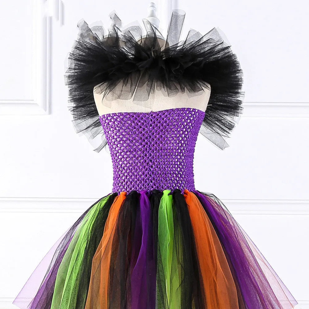Halloween wizard girl dress in photo colour made from nylon fabric for children ages 2-12