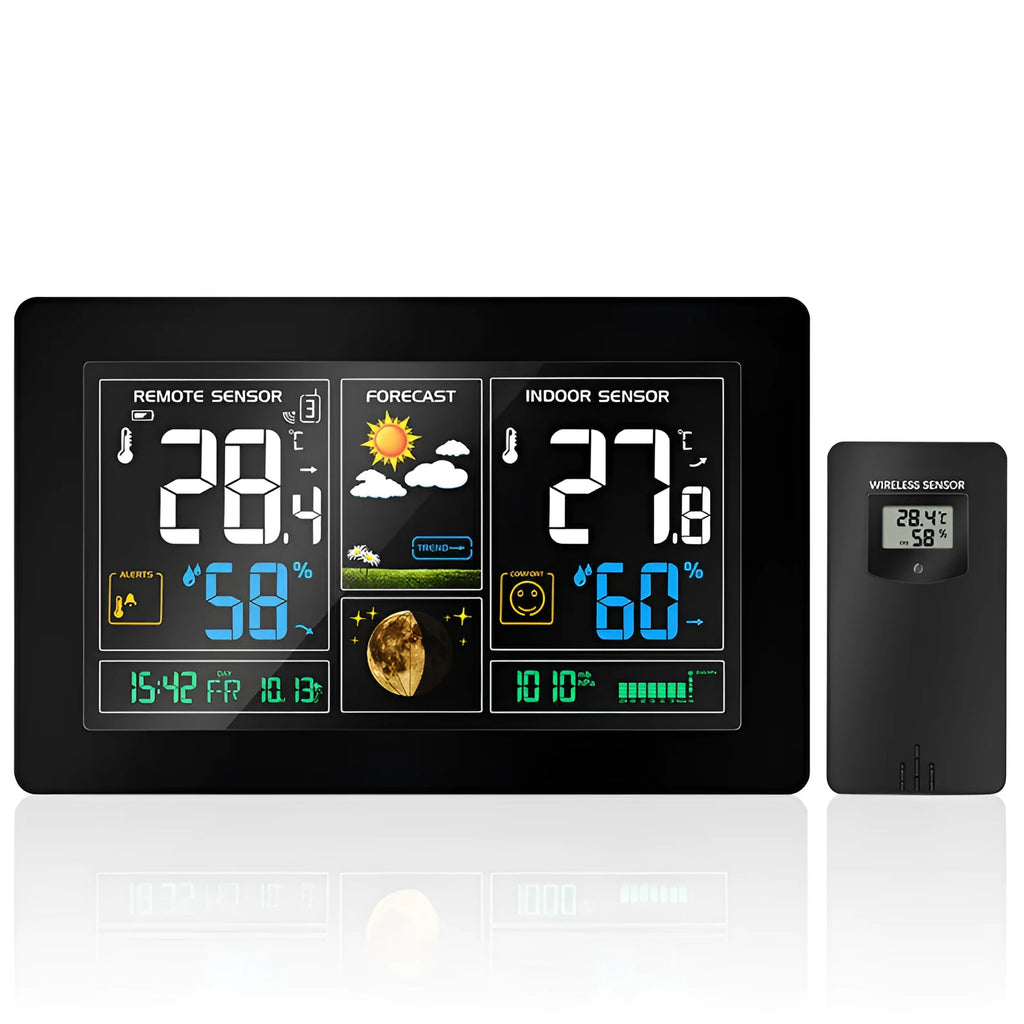 Radio controlled alarm clock with perpetual calendar black LCD display