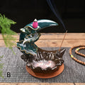 Monochrome glazed porcelain backflow incense burner holder, handmade Chinese abstract ornament for incense, colour A or B