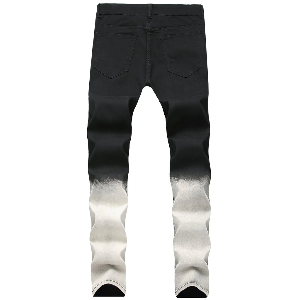 Black high-waist rose-embroidered shredded stretch denim jeans for women