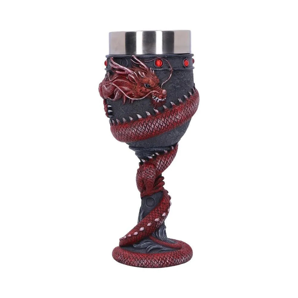 3D dragon design red wine glass with stainless steel and resin construction, 200ml capacity