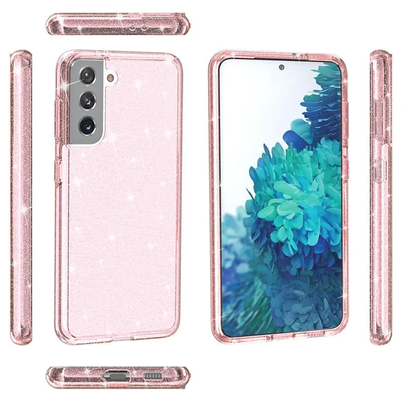 Samsung Galaxy drop-resistant phone case in flash white, TPU PC hard cover with shockproof anti-fingerprint design