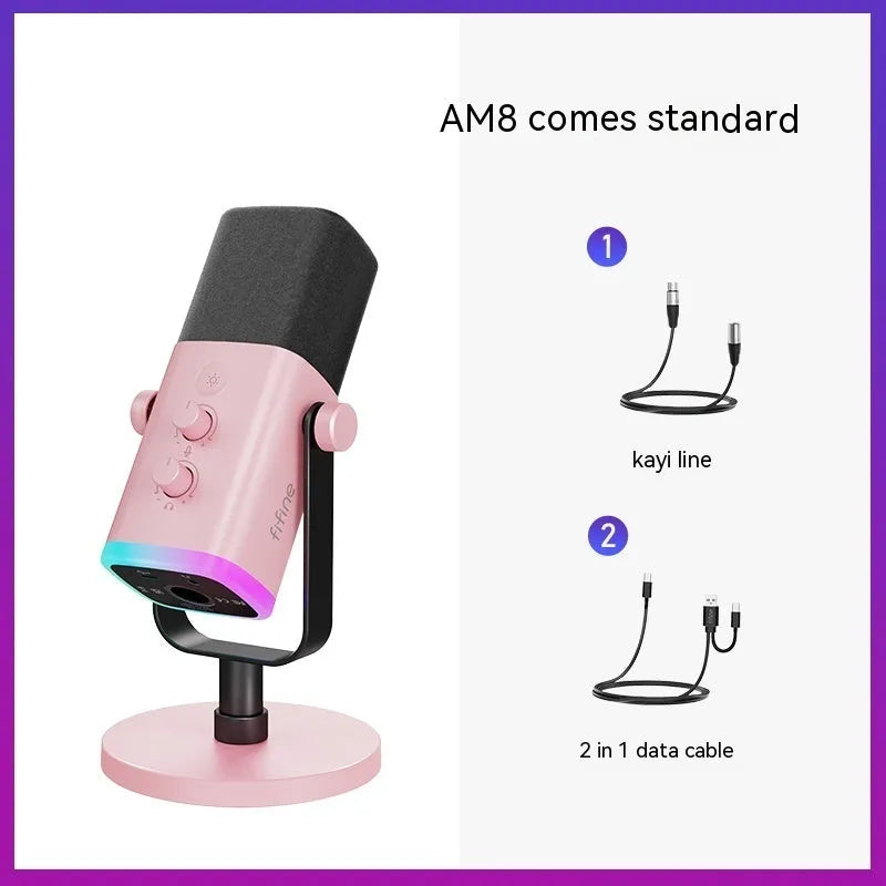 Dynamic noise reduction multifunctional microphone in black, pink or white with optional black or white BM63 bracket