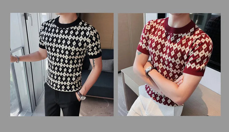 Round neck breathable casual slim Korean style bottoming T-shirt half sleeve sweater in black, front view