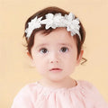 Baby girls cute bow-knot headband with soft lace floral trim, elastic design, 8-22 inches