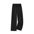 Men's quick-drying loose straight wide-leg casual pants in black polyester blend, side view
