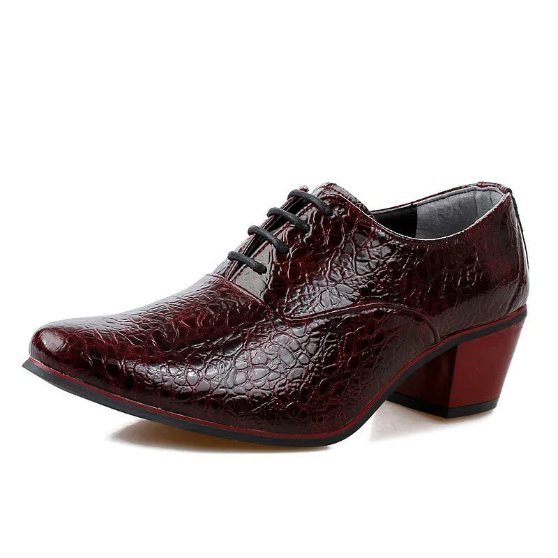 Men's pointed toe casual shoes with PU vamp and rubber sole in black, navy blue, red or white
