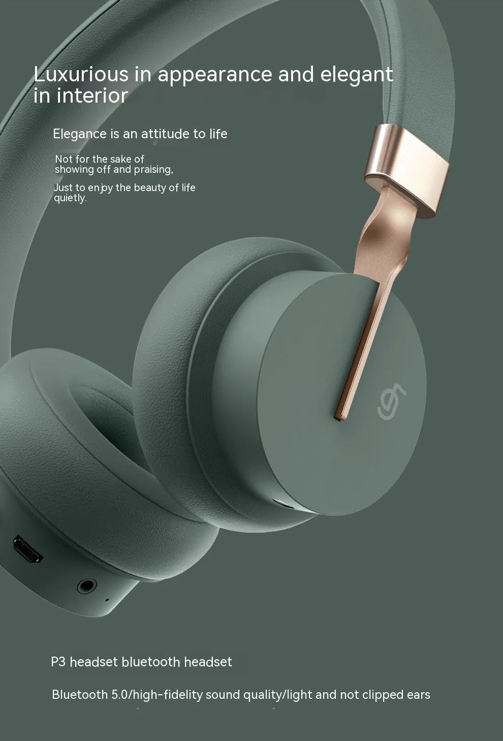 Solid colour headworn Bluetooth headset in one of five colours: green, black, blue, red, or white.