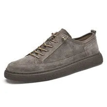 Men's high-top pigskin leather sneakers in khaki, sand or brown with flat heel and round toe, sizes 38-45